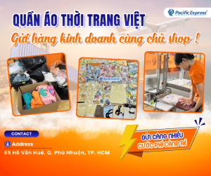 Dịch vụ gửi quần áo đi quốc tế và gửi hàng kinh doanh đi quốc tế uy tín tại Pacific Express. Hỗ trợ gom hàng nhiều xưởng, hút chân không giảm thể tích, thông quan mượt mà đi Mỹ, Úc, Canada, Châu Âu.